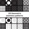 Set of 20 monochrome seamless patterns Royalty Free Stock Photo