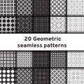 Set of 20 monochrome seamless patterns Royalty Free Stock Photo