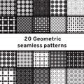 Set of 20 monochrome seamless patterns Royalty Free Stock Photo