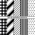 Set of monochrome seamless patterns Royalty Free Stock Photo
