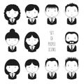 Set of monochrome silhouette office people icons