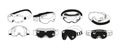 Set Of Monochrome Snow Goggles, Black And White Icons Of Sleek, Protective Eyewear Provide Clear Vision, Shield