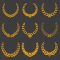 Set of monochrome vector wreaths