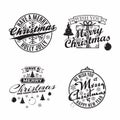 Set of monochrome vintage christmas lettering emblems