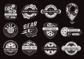 Set of monochrome vintage labels with gears