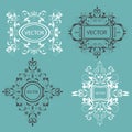 Set monogram design elements Baroque style