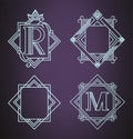 Set of monogram design elements, graceful template. Vector illustration