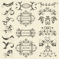 Set monograms, floral ornaments Royalty Free Stock Photo