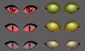 Set of monster evil eyes on grey background, vector illustration