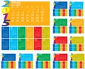 Set of Monthly Year 2015 Colorful Calendar