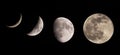 Set of moon with craters at night. photos taken with big tele - zoom lens