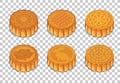 Set of mooncakes isolated on transparent background