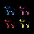 Set of moose in different colors.