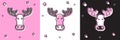 Set Moose head with horns icon isolated on pink and white, black background. Vector Royalty Free Stock Photo