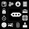 Set of More, Upload, Fingerprint, Speaker, Clock, Add, Compass, Royalty Free Stock Photo