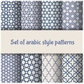 Set of Moroccan and Arabic style patterns, wallpaper and backgrounds with arabesque oriental ornament