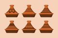 set of moroccan steam food tajine design icon vector illustration template symbol