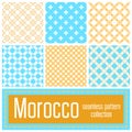 Set of 6 Morocco patterns background. Geometric seamless muslim Royalty Free Stock Photo