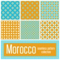 Set of 6 Morocco patterns background. Geometric seamless muslim Royalty Free Stock Photo