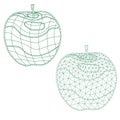 Set of mosaic apples. for coloring and design. isolated. easy to modify.