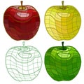 Set of colorful mosaic apples. isolated. easy to modify.