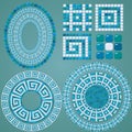 Set of Mosaic patterns - Blue ceramic oval