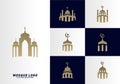 Set of Mosque Simple logo . Mosque Moslem icon Illustration design template