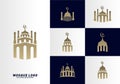 Set of Mosque Simple logo vector. Mosque Moslem icon vector Illustration design template