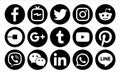 Set of most popular circle black social media icons Royalty Free Stock Photo