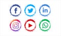 Set of most popular social media  facebook  whatsapp youtube   twitter  instagram  youtube linkdin icon logo design in zen paint Royalty Free Stock Photo