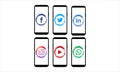 Set of most popular social media handler  facebook  whatsapp youtube   twitter  instagram  youtube linkdin icon logo design in zen Royalty Free Stock Photo