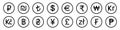 Set of most used currency symbols icon