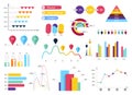 Set of most useful infographic elements - bar graphs, pie charts, steps and options, workflow, puzzle, percents, circle