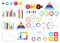 Set of most useful infographic elements - bar graphs, pie charts, steps and options, workflow, puzzle, percents, circle