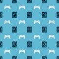 Set Motherboard and Gamepad on seamless pattern. Vector