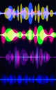 Set of motion sound wave abstract. Vector illustration. Isolated on blue background. Royalty Free Stock Photo