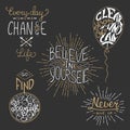 Set of motivational lettering for greeting cards, prints