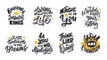 The set of motivational quotes is good for girls, stickers. The collection lettering phrases about life