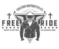 Set of motorcycle biker vintage style tattoo and print for t shirt Royalty Free Stock Photo