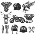 Set of motorcycle design elements. for logo, label, emblem, sign, poster, t shirt Royalty Free Stock Photo