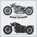 Set of motorcycles. Emblems of bikers club. Vintage style. Royalty Free Stock Photo