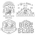 Set of Mountain biking badge, logo, patch. Vector illustration. Concept for shirt or logo, print, stamp or tee. Vintage Royalty Free Stock Photo