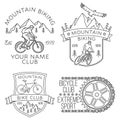 Set of Mountain biking badge, logo, patch. Vector illustration. Concept for shirt or logo, print, stamp or tee. Vintage Royalty Free Stock Photo