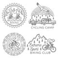 Set of Mountain biking badge, logo, patch. Vector illustration. Concept for shirt or logo, print, stamp or tee. Vintage Royalty Free Stock Photo