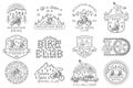 Set of Mountain biking badge, logo, patch. Vector illustration. Concept for shirt or logo, print, stamp or tee. Vintage Royalty Free Stock Photo