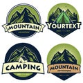 Set of Mountain Camping Logos, Templates, Vector Design Elements, Outdoor Adventure and Forest Expeditions Vintage Emblems