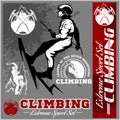 Set of mountain climbing vintage logos, emblems, silhouettes and design elements.