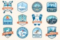 Set of mountain expedition and snowboard club patch. Vector. Concept for badge, print, stamp. Vintage typography design