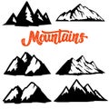 Set of mountain icons isolated on white background. Design elements for logo, label, emblem, sign. Royalty Free Stock Photo