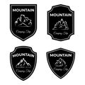 Set of mountain logo designs. Camping trip, active lifestyle vector badges templates.